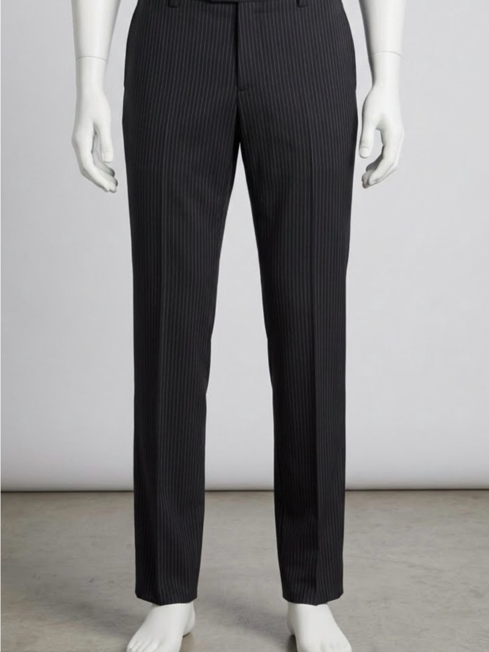 Hugo Boss Pinstripe Dress Pants - Black with Subtle Gray Stripes